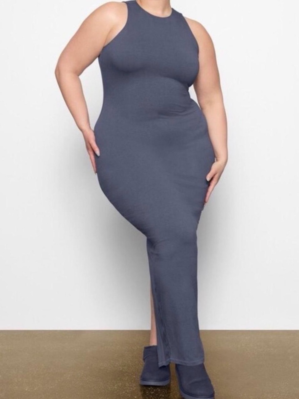 SKIMS Sleeveless Maxi Dress in Slate